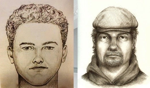 Police sketches released in 2019 (left) and 2017 (right) in the search for the killer