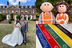 Train driver couple throw London Underground-themed wedding in tribute to bride’s late dad 