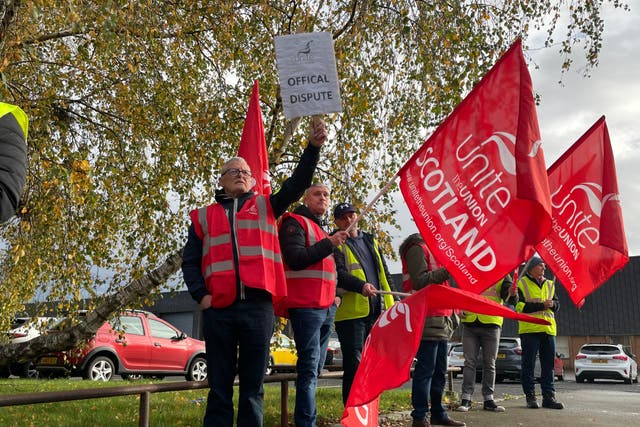 Production has stopped at the Co-op’s only UK factory, based in Glasgow, as workers walk out over pay (Rebecca McCurdy/PA)