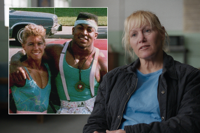 <p>Sally McNeil (right) was charged with murder after shooting her husband Ray McNeil (pictured with her left in the insert). The new Netflix documentary ‘Killer Sally’ revisits the case</p>
