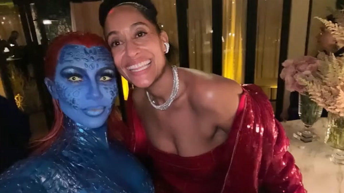 Kim Kardashian accidentally turns up to Tracee Ellis Ross’s birthday party in Mystique Halloween costume