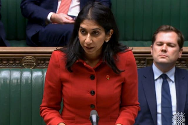 Home Secretary Suella Braverman speaks in the House of Commons (House of Commons/PA)