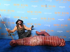 Heidi Klum is unrecognisable as she dresses as a worm for Halloween