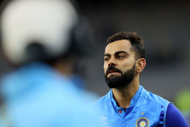 <p>File: Virat Kohli gestures during the ICC men's Twenty20 World Cup 2022 cricket match between India and South Africa at the Perth Stadium in Perth on 30 October 2022</p>