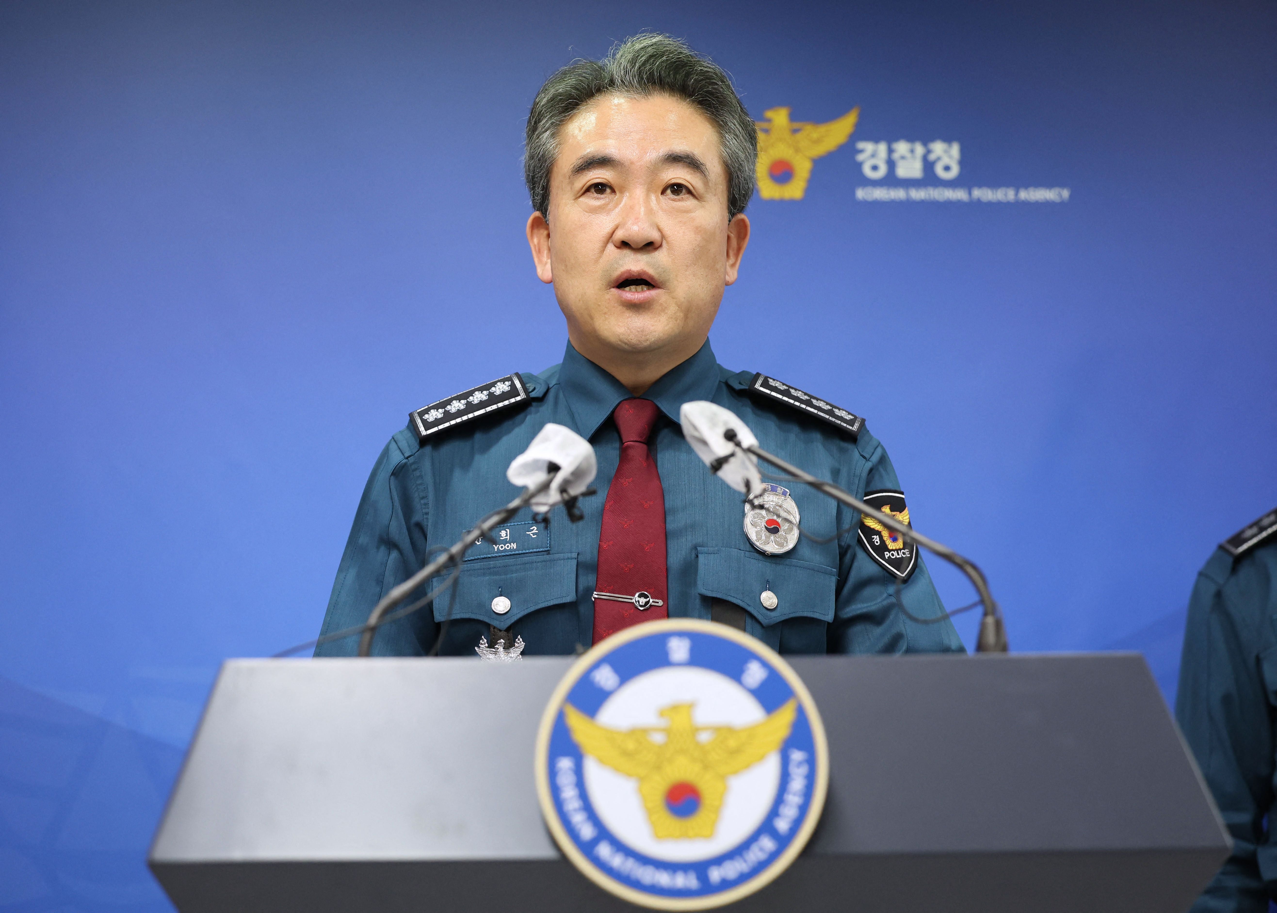 South Korea's National Police Agency Commissioner Yoon Hee-keun speaks during a press conference on the deadly Halloween crowd surge