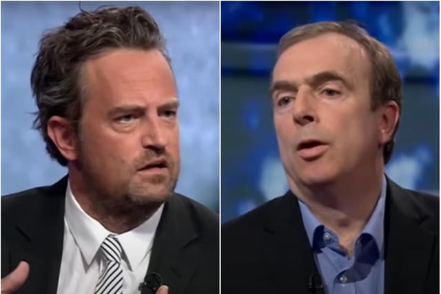<p>Matthew Perry and Peter Hitchens</p>