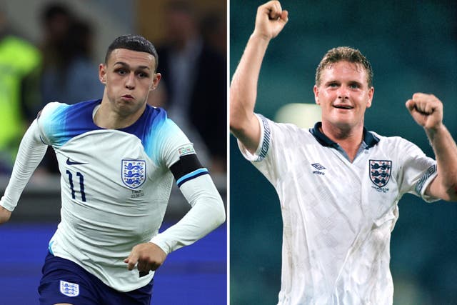 <p>Phil Foden has been backed to emulate Paul Gascoigne’s Italia 90 heroics at the World Cup in Qatar </p>