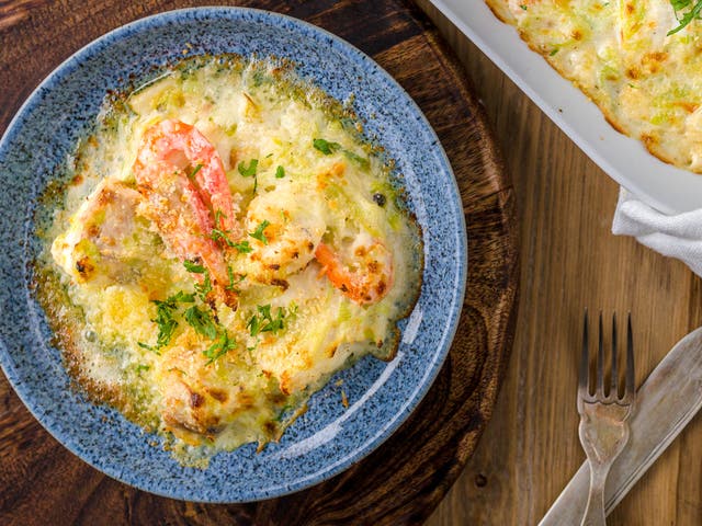 <p>Fish gratin: a quick and delicious alternative to a traditional fish pie </p>