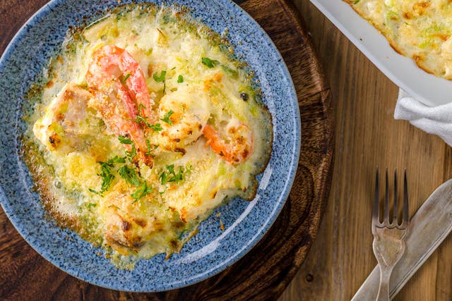 <p>Fish gratin: a quick and delicious alternative to a traditional fish pie </p>
