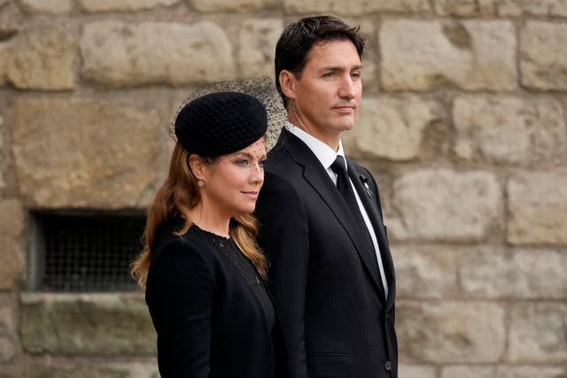<p>Justin Trudeau, prime minister of Canada, and his wife, Sophie, at the funeral of Queen Elizabeth II in September 2022</p>
