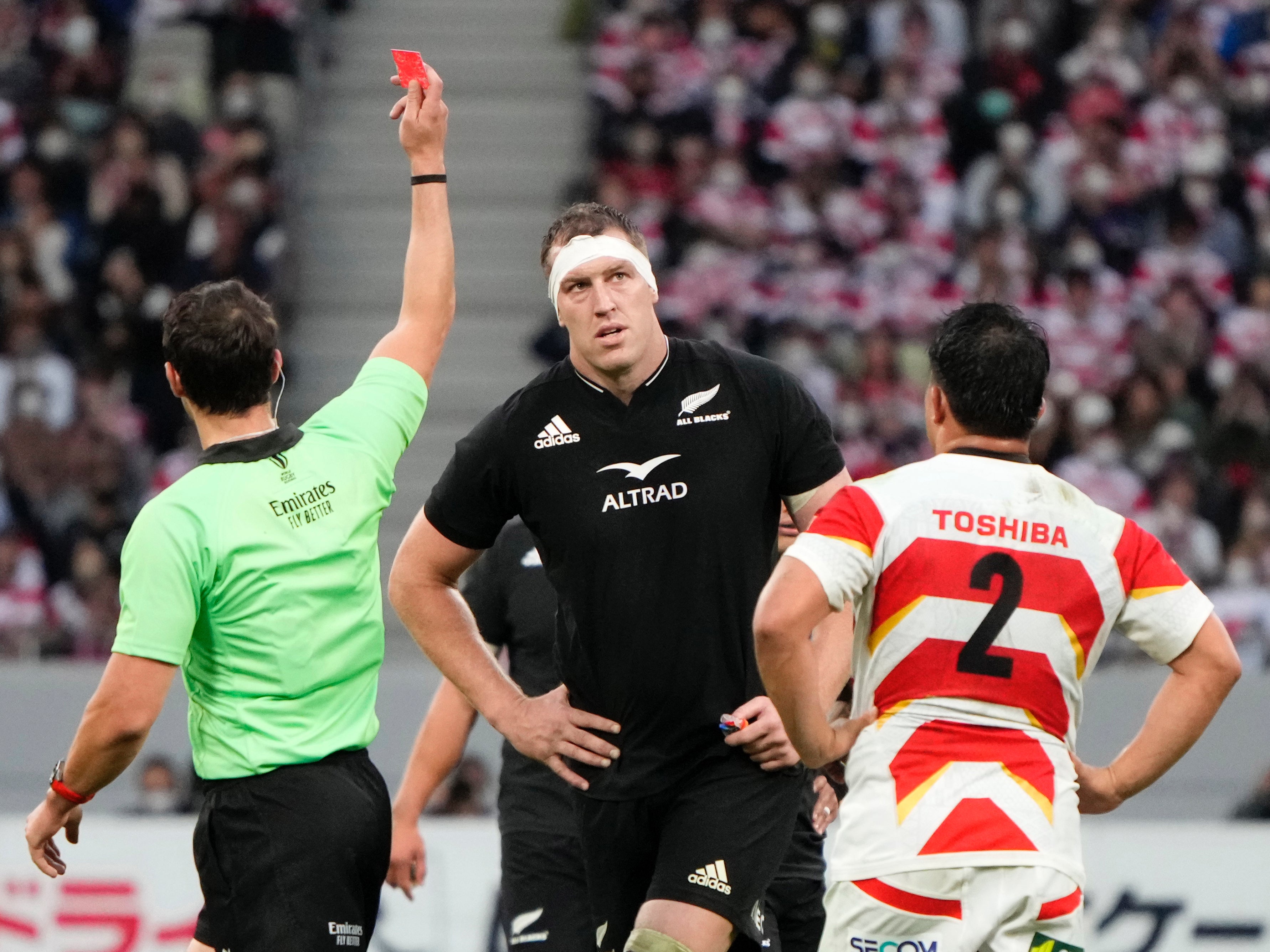 The second rower was sent off for dangerous play against Japan