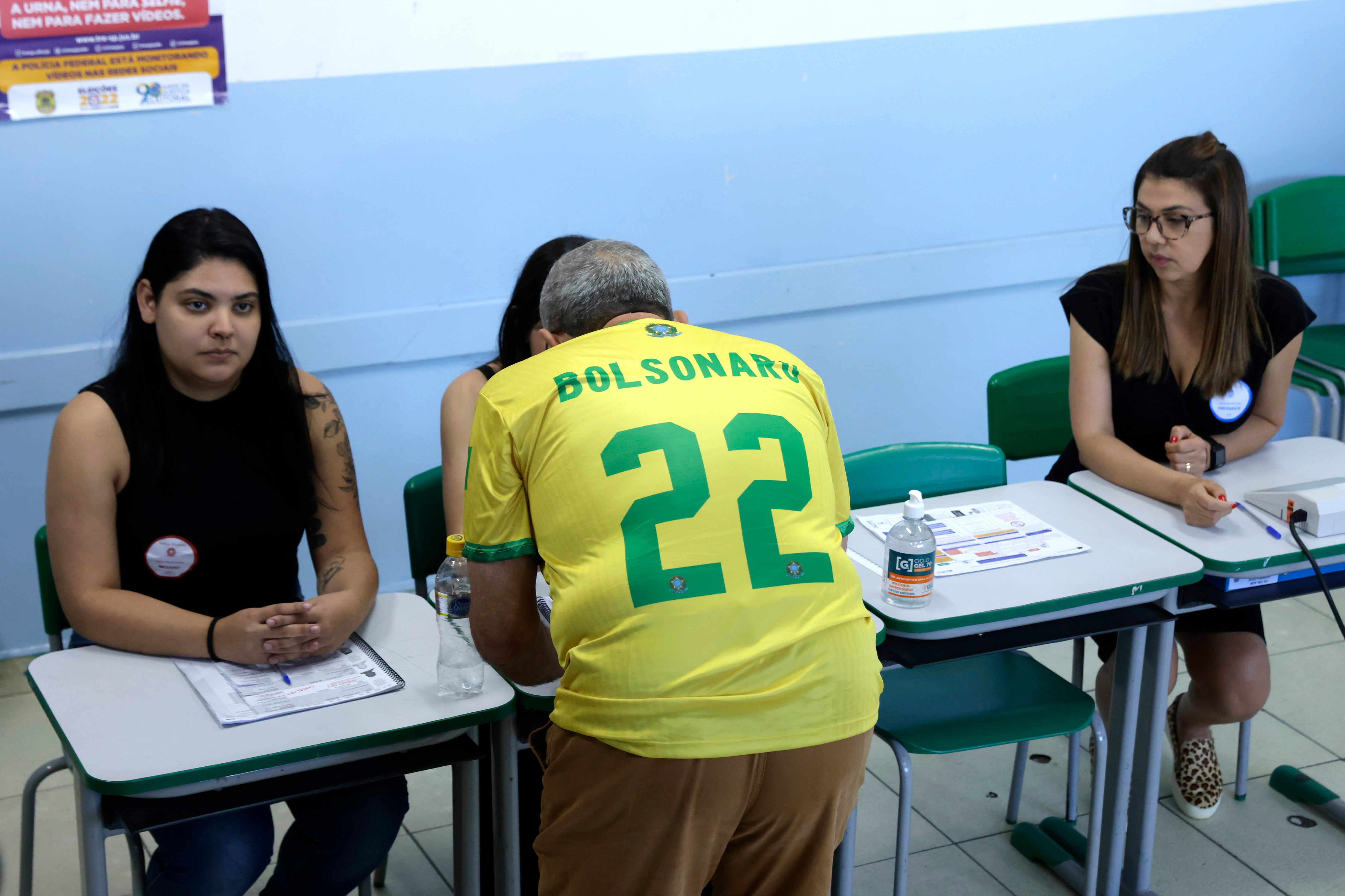 The team’s famous ‘O Canarinho’ shirt, worn by Bolsonaro and his supporters, has now become a political symbol