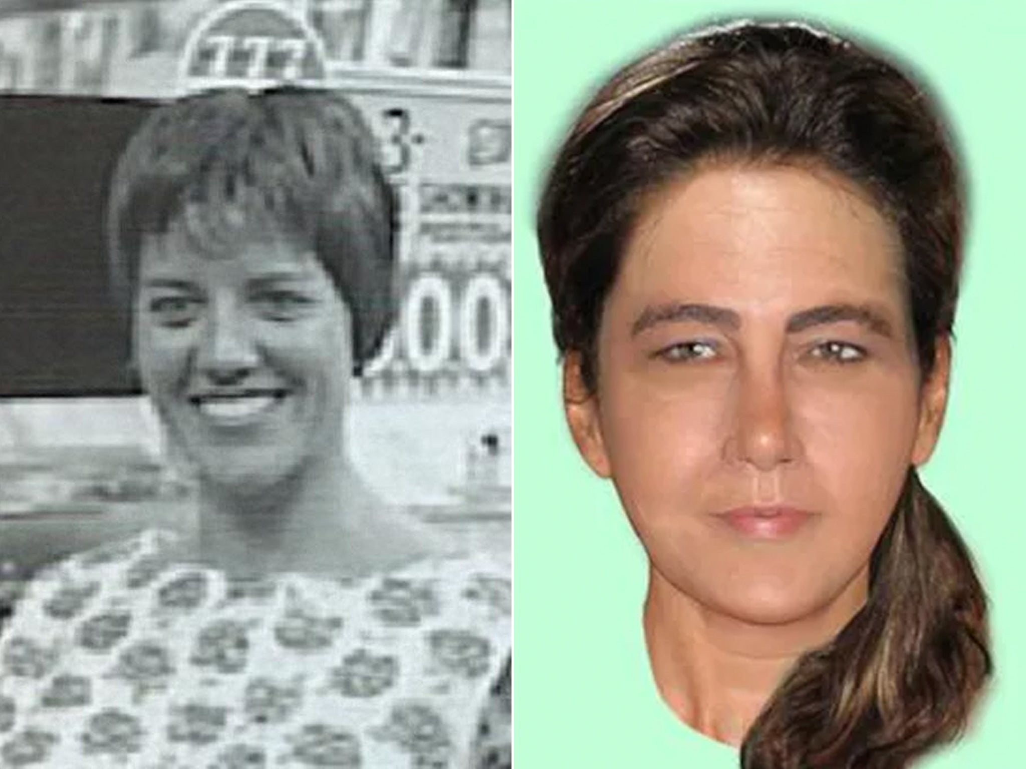 A composite image, right, of 1974 murder victim nicknamed the Lady of the Dunes was created as authorities attempted for years to ID her - before the FBI on Monay announced the victim as Ruth Marie Terry