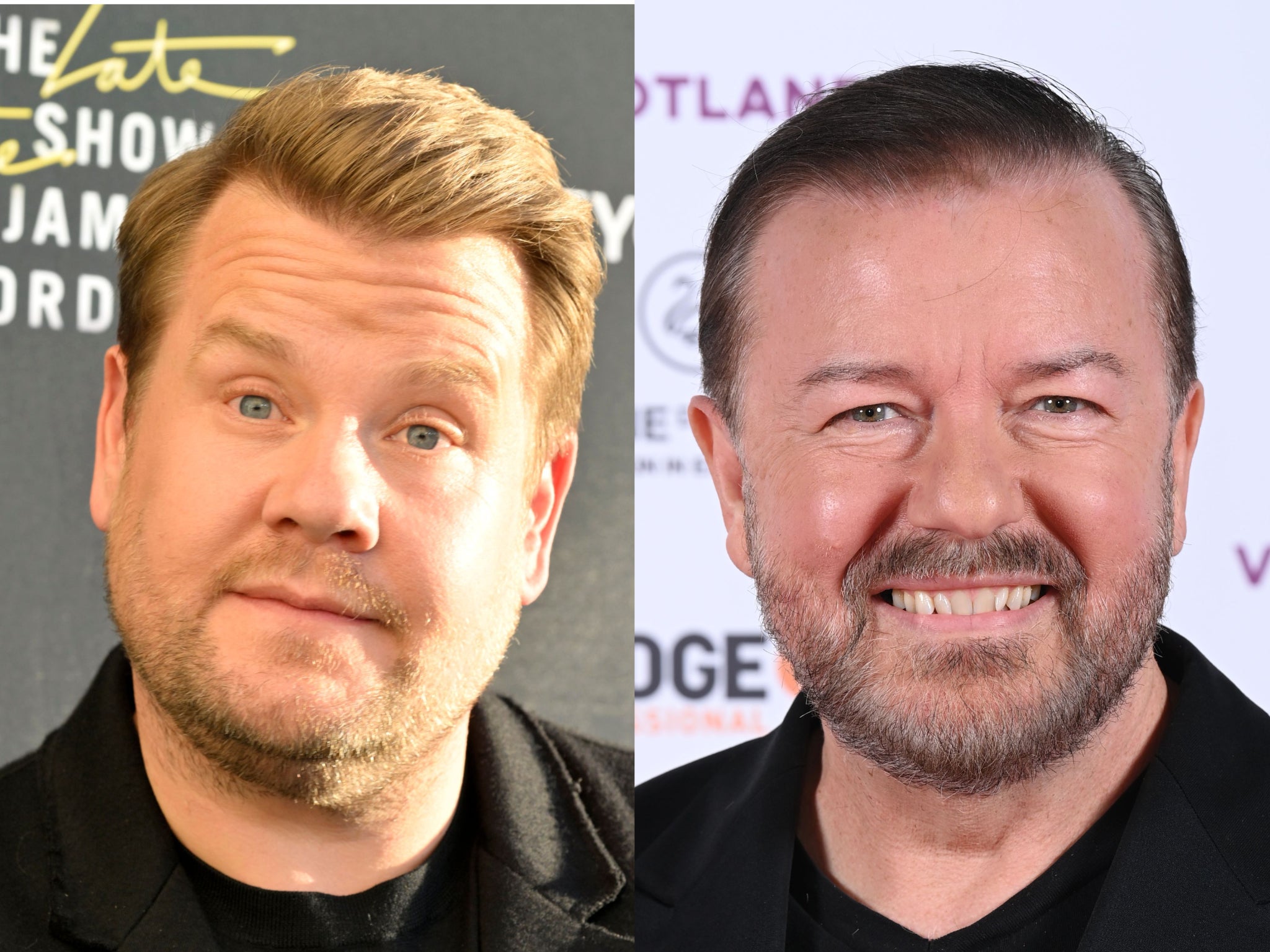 James Corden (left) and Ricky Gervais