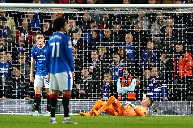 Goalkeeper Allan McGregor, right, and Rangers react after Ajax’s second goal (Andrew Milligan/PA)
