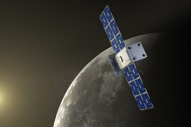 <p>An illustration of Nasa’s Capstone spacecraft near the Moon</p>