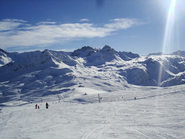 <p>Les Contamines’ quiet ski area</p>