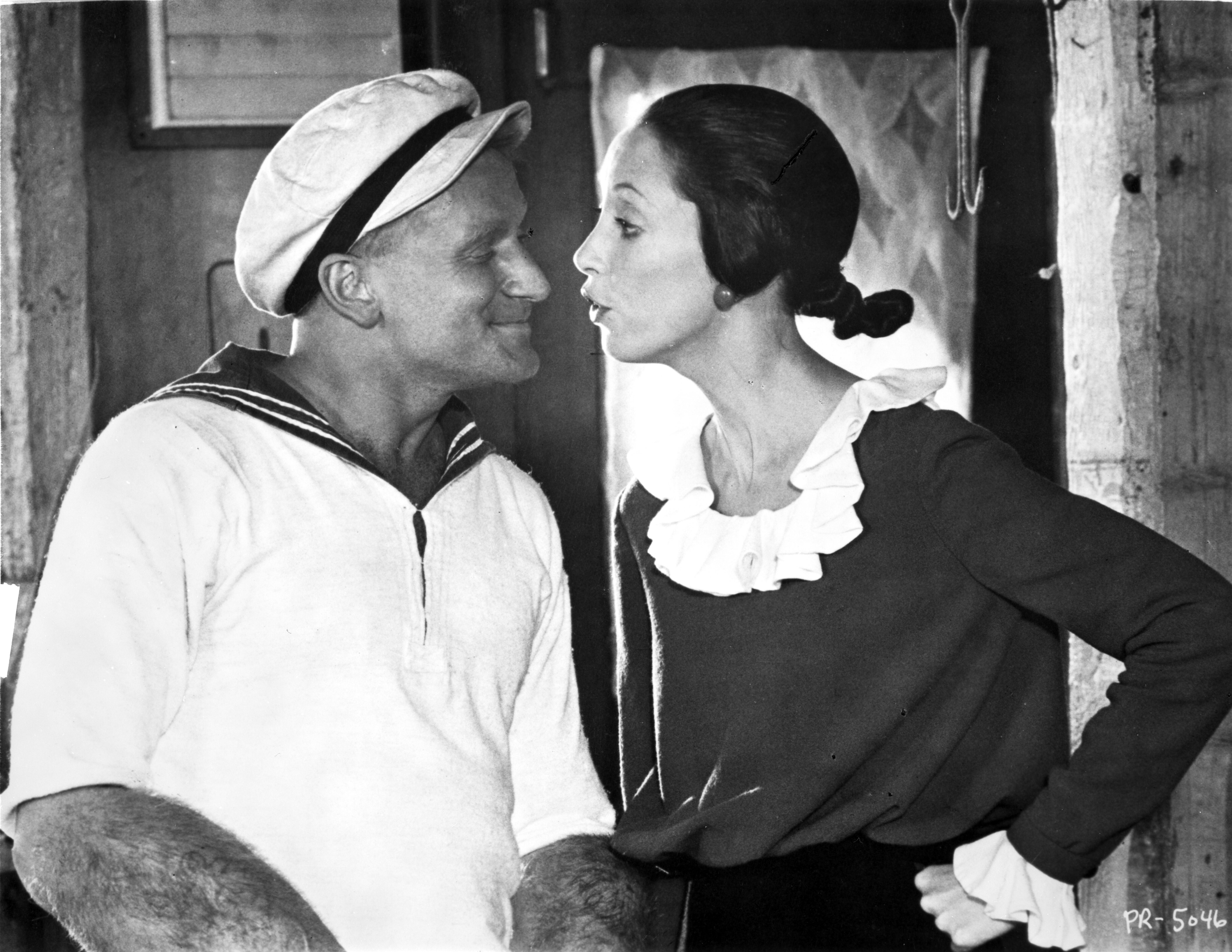 Duvall as Olive opposite Robin Williams’ bulging biceped, spinach-chewing sailor in Altman’s live-action version of ‘Popeye’ (1980)