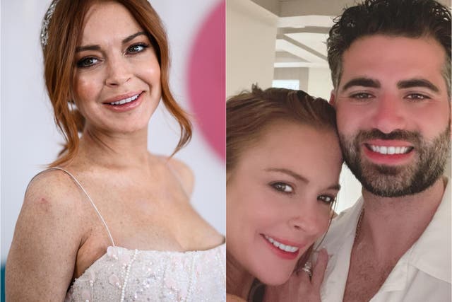 <p>Lindsay Lohan and her husband, Bader Shammas</p>