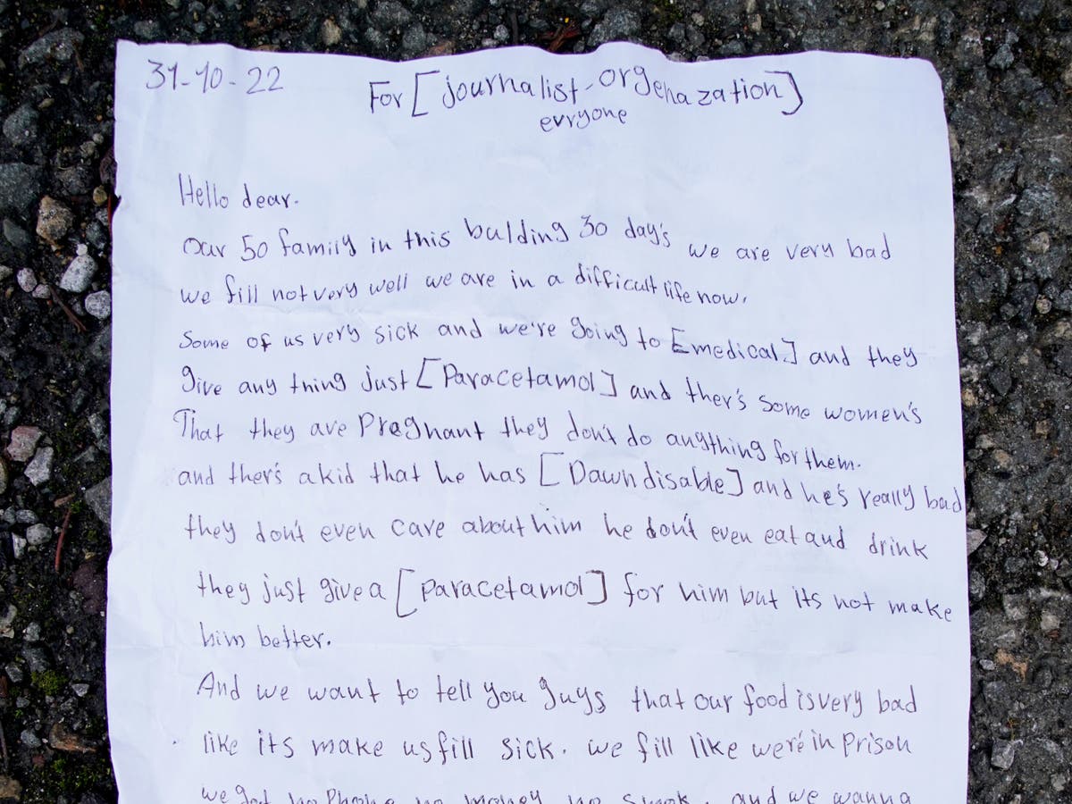 Manston a ‘prison’, migrants say, as they beg for help with message in a bottle