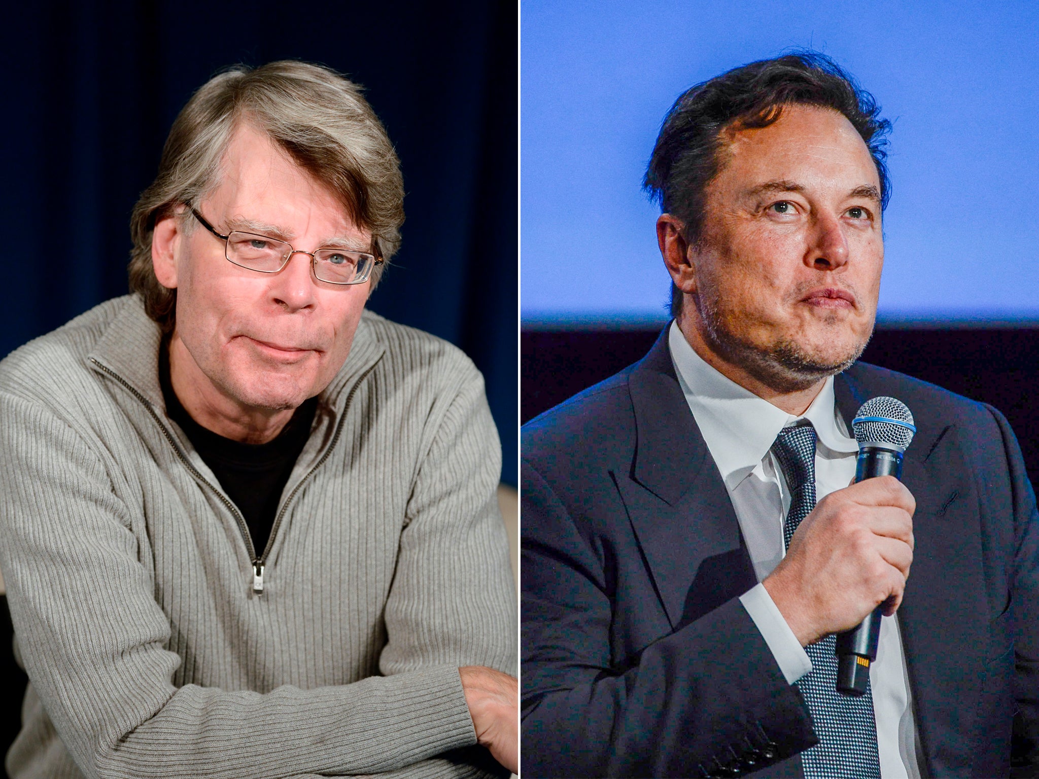 Stephen King (E) e Elon Musk (R)