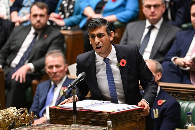 <p>Rishi Sunak at PMQs in the House of Commons </p>