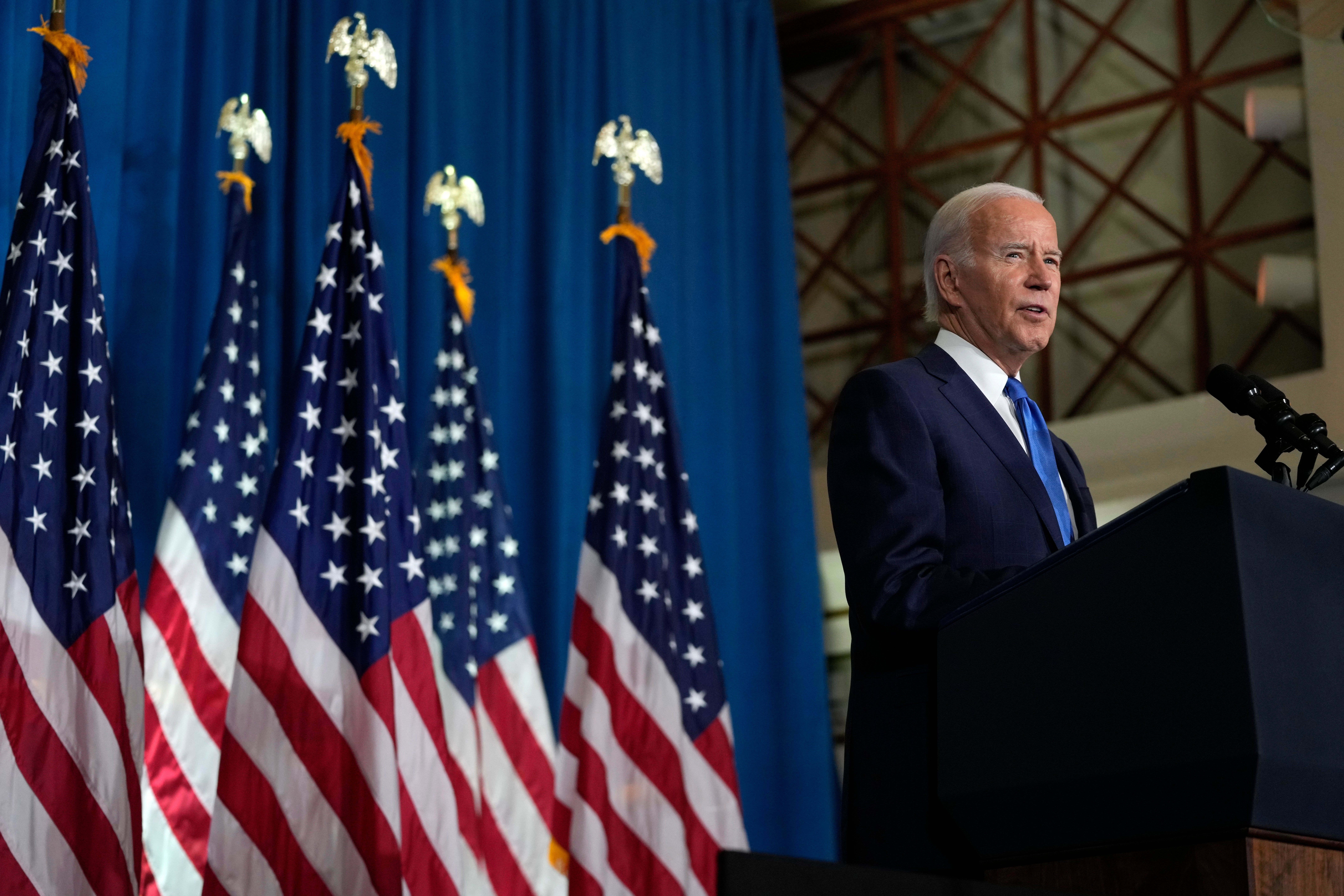 President Joe Biden speaks about threats to democracy ahead of next week's midterm elections, Wednesday, Nov. 2, 2022, at the Columbus Club in Union Station, near the U.S. Capitol in Washington