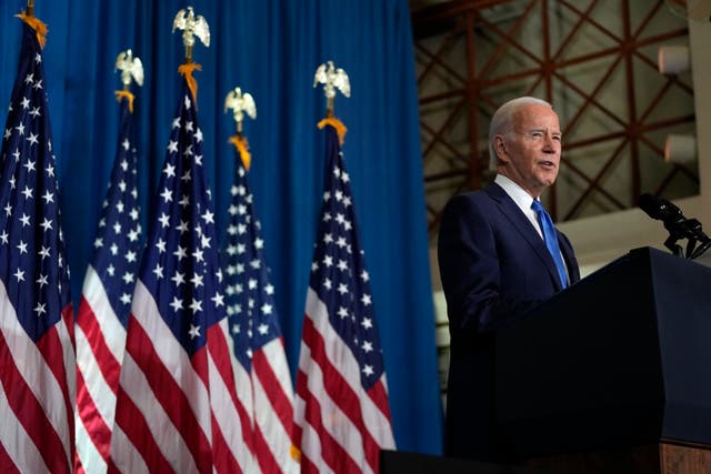 <p>President Joe Biden speaks about threats to democracy ahead of next week's midterm elections, Wednesday, Nov. 2, 2022, at the Columbus Club in Union Station, near the U.S. Capitol in Washington</p>