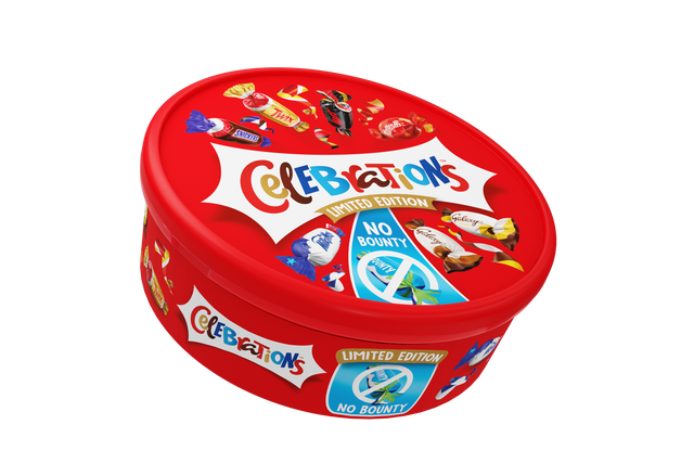 <p>The new ‘No Bounty’ Celebrations tub</p>