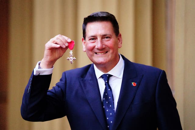Tony Hadley after being made a Member of the Order of the British Empire by the Princess Royal at Buckingham Palace. The award was for charitable services to Shooting Star Chase Children’s Hospice Care (Victoria Jones/PA)