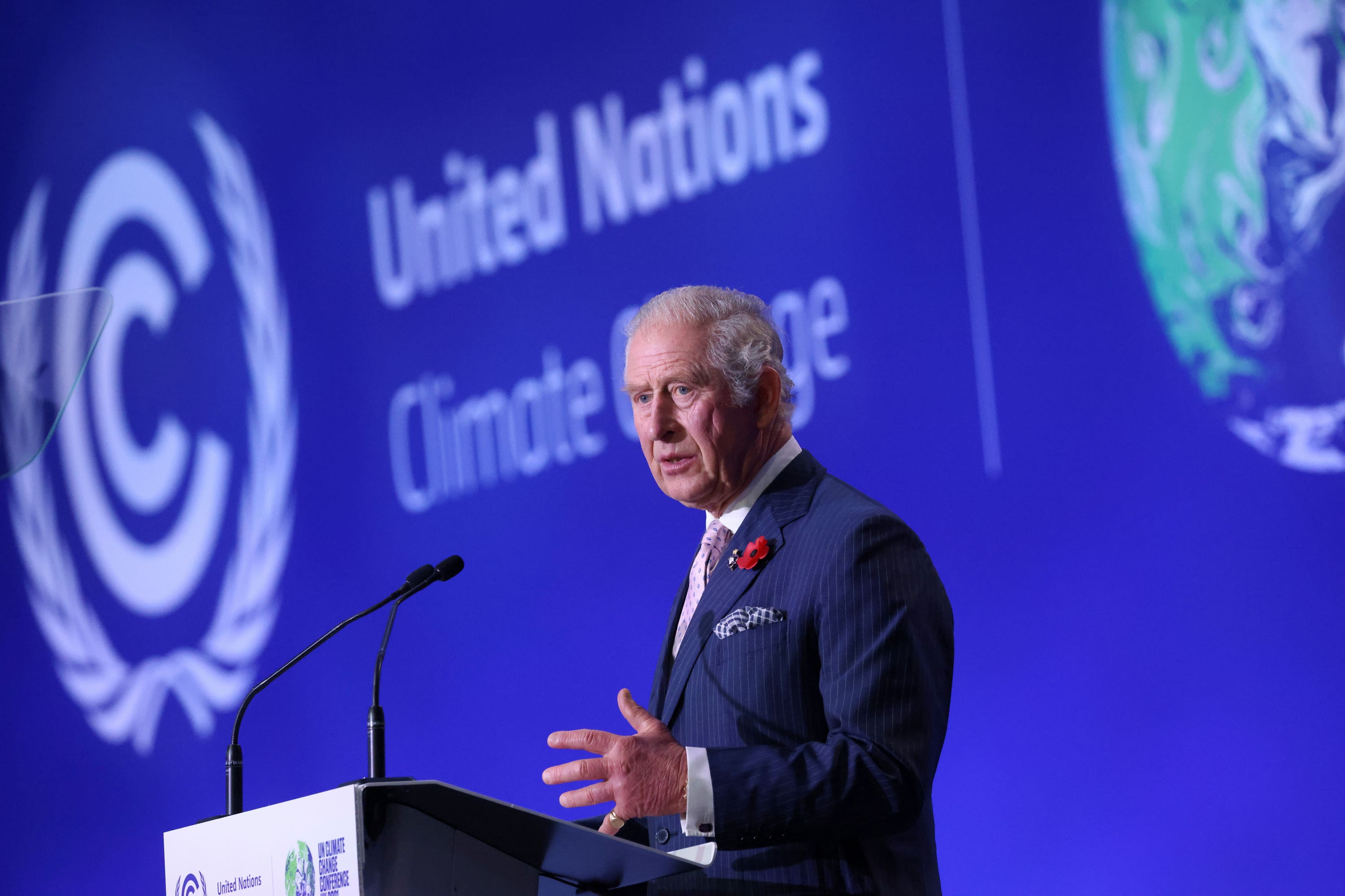 Charles addresses the Cop26 summit In Glasgow (Yves Herman/PA)