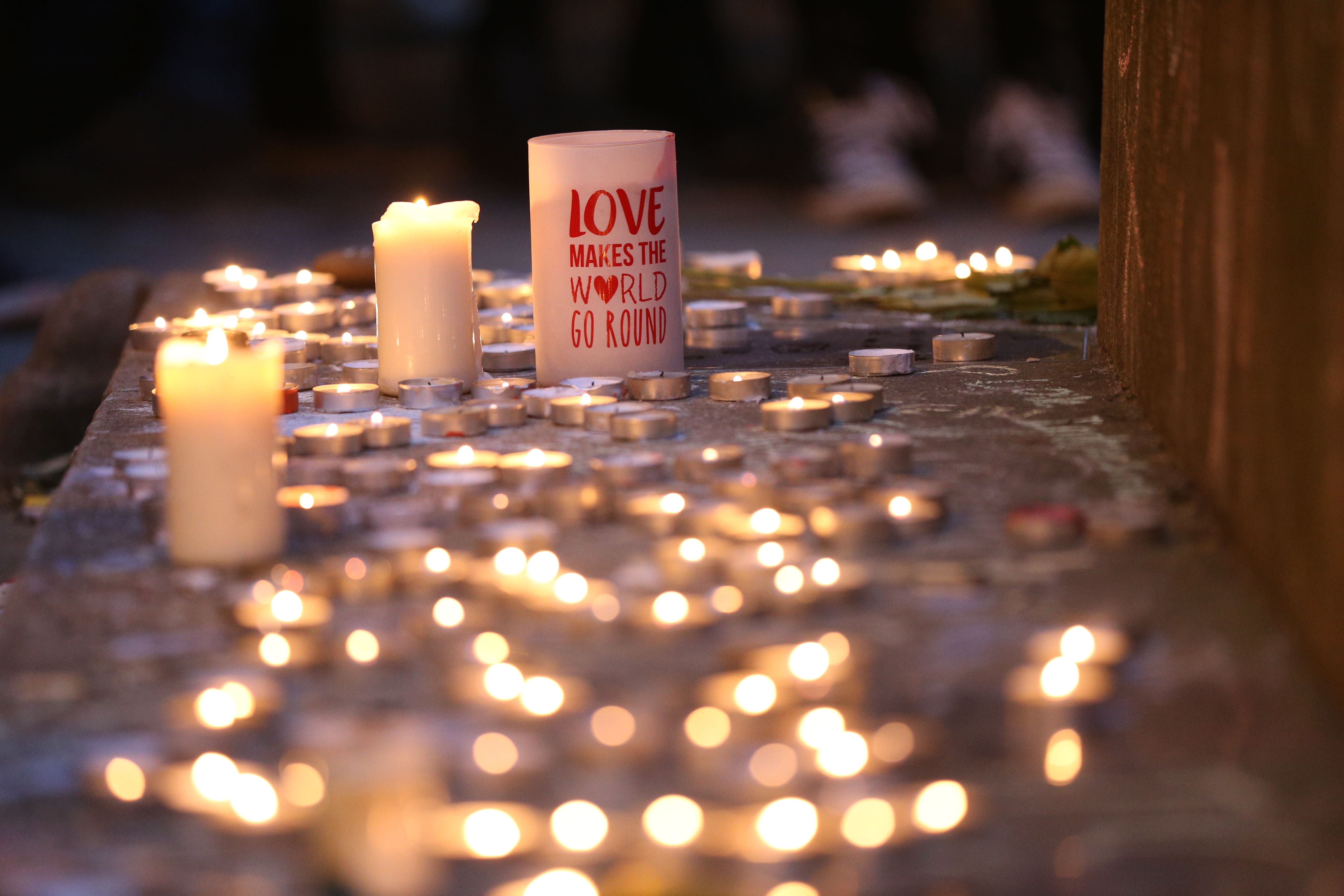 Tributes in St Ann’s Square, Manchester (Jonathan Brady/PA)