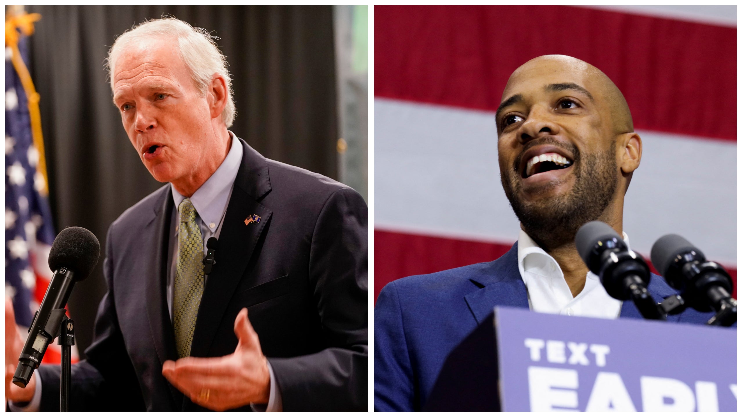 Wisconsin Senator Ron Johnson, left, is in a tight race for reelection against Lt. Governor Mandela Barnes