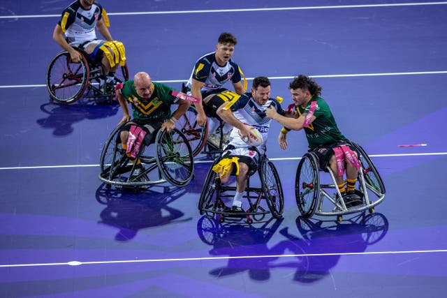 England beat Australia 38-8 in their opening match of the Wheelchair Rugby League World Cup (Steven Paston/PA)