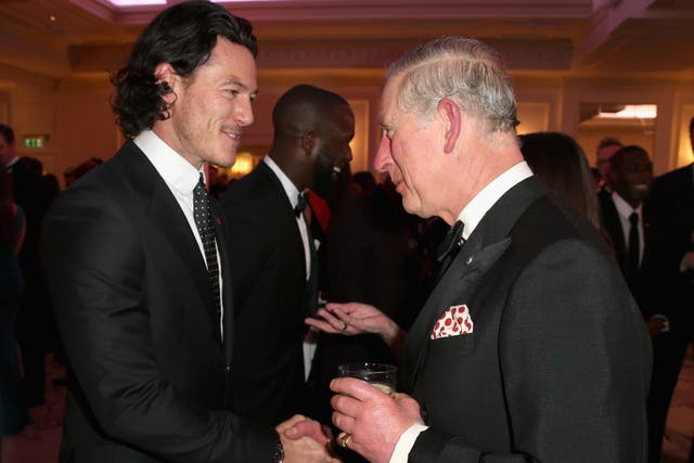 The then Prince of Wales meets actor Luke Evans at a reception for the Prince’s Trust Invest in Futures Gala Dinner at The Savoy Hotel, London (Chris Jackson/PA)