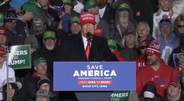 <p>Donald Trump speaks at a rally in Iowa</p>