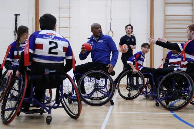 Ellery Hanley takes part in a wheelchair rugby session (Lewis Storey/National Lottery)