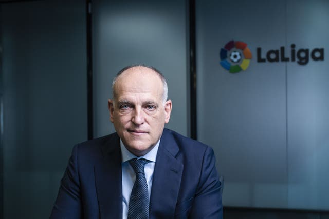 LaLiga and its president Javier Tebas say claims that a new Super League will be open and inclusive are false (Handout from The Playbook/PA)