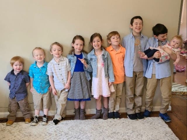 <p>Logan, Ryan, Liam, Mya, Mia, Asher, Brycen, Eli and Emma Sellers</p>