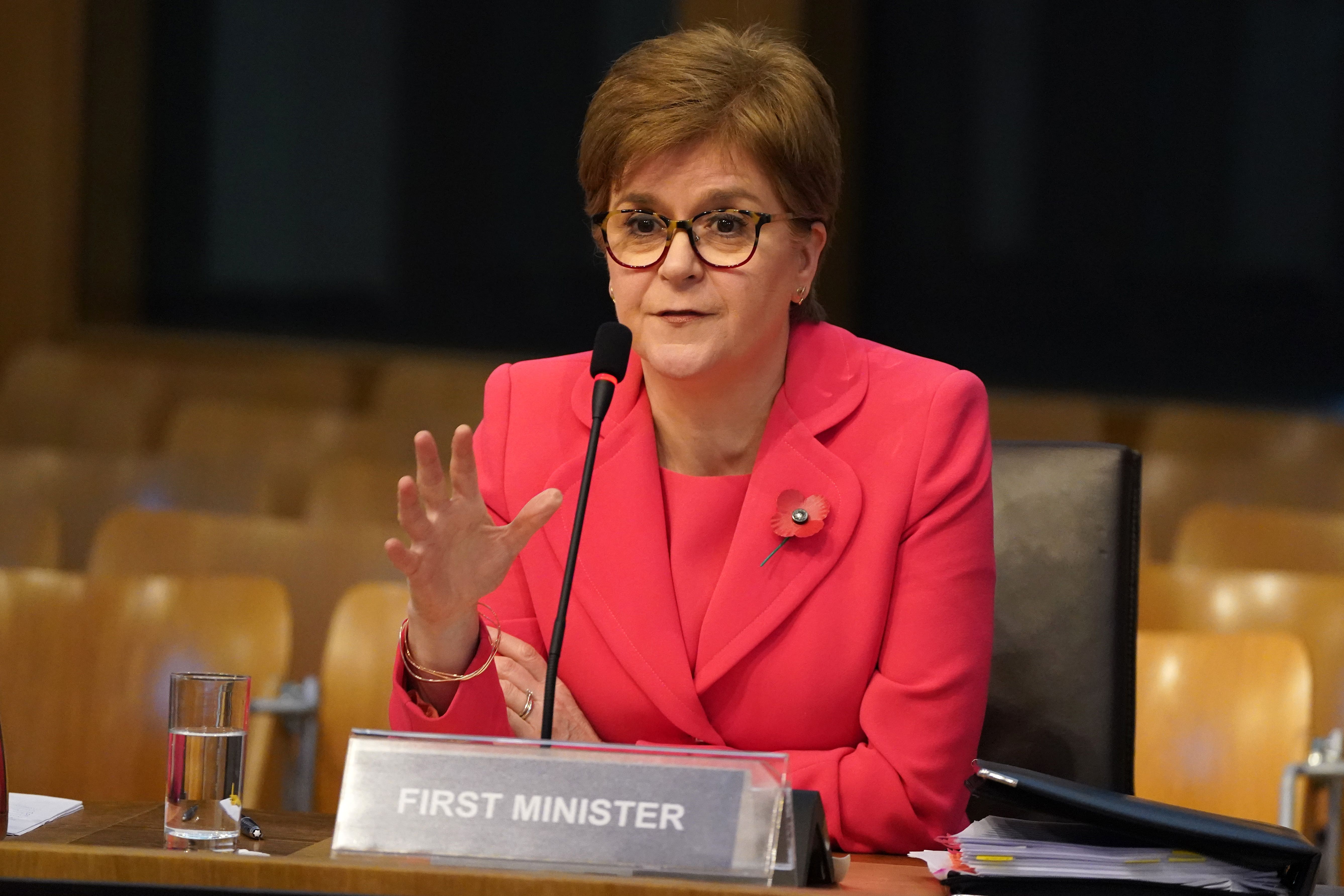First Minister Nicola Sturgeon gave evidence to MSPs (Andrew Milligan/PA)
