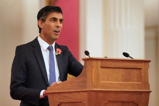 Prime Minister Rishi Sunak delivered a speech during the Buckingham Palace reception (Jonathan Brady/PA)