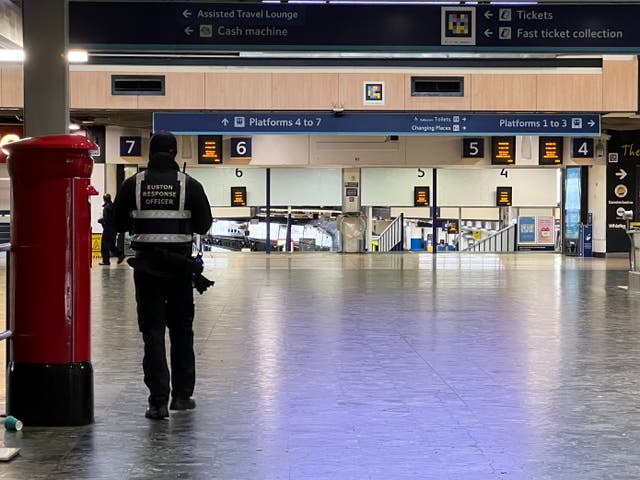 <p>Empty quarter: London Euston station during the last national rail strike</p>