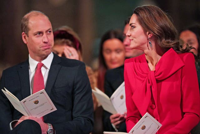 Kate and William taking part in ‘Royal Carols – Together At Christmas’ in 2021 (Yui Mok/PA)