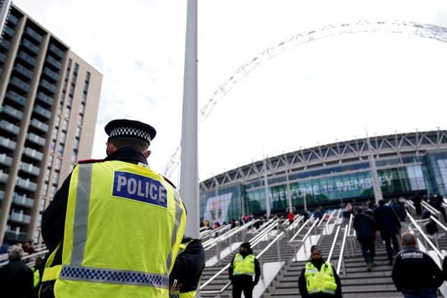 Police outside Wembley Stadium (Zac Goodwin/PA)