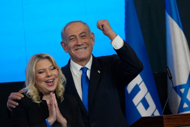 <p>Benjamin Netanyahu and his wife Sara </p>