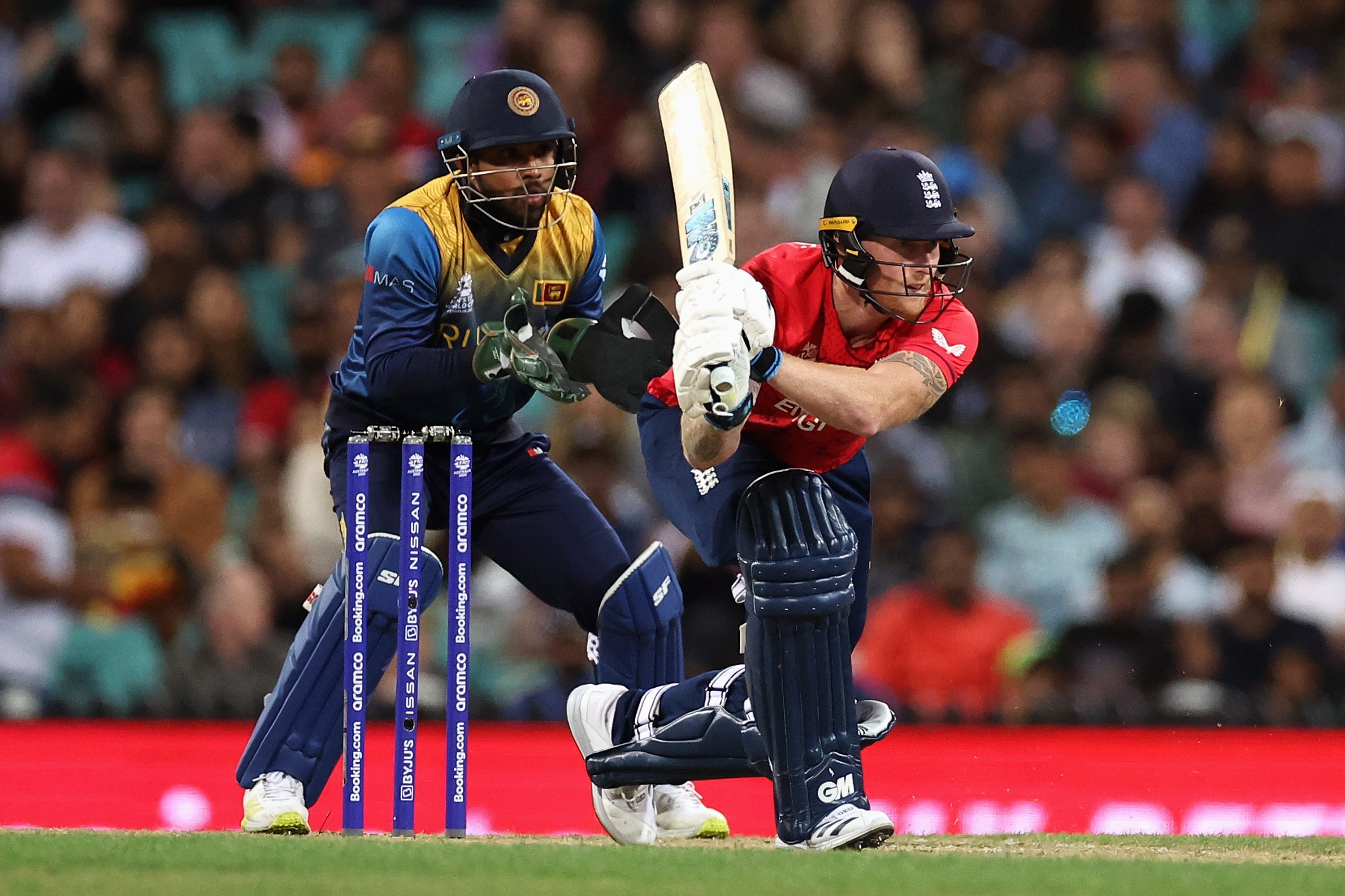 An unbeaten 42 off 36 balls from Ben Stokes saw England to a narrow victory over Sri Lanka