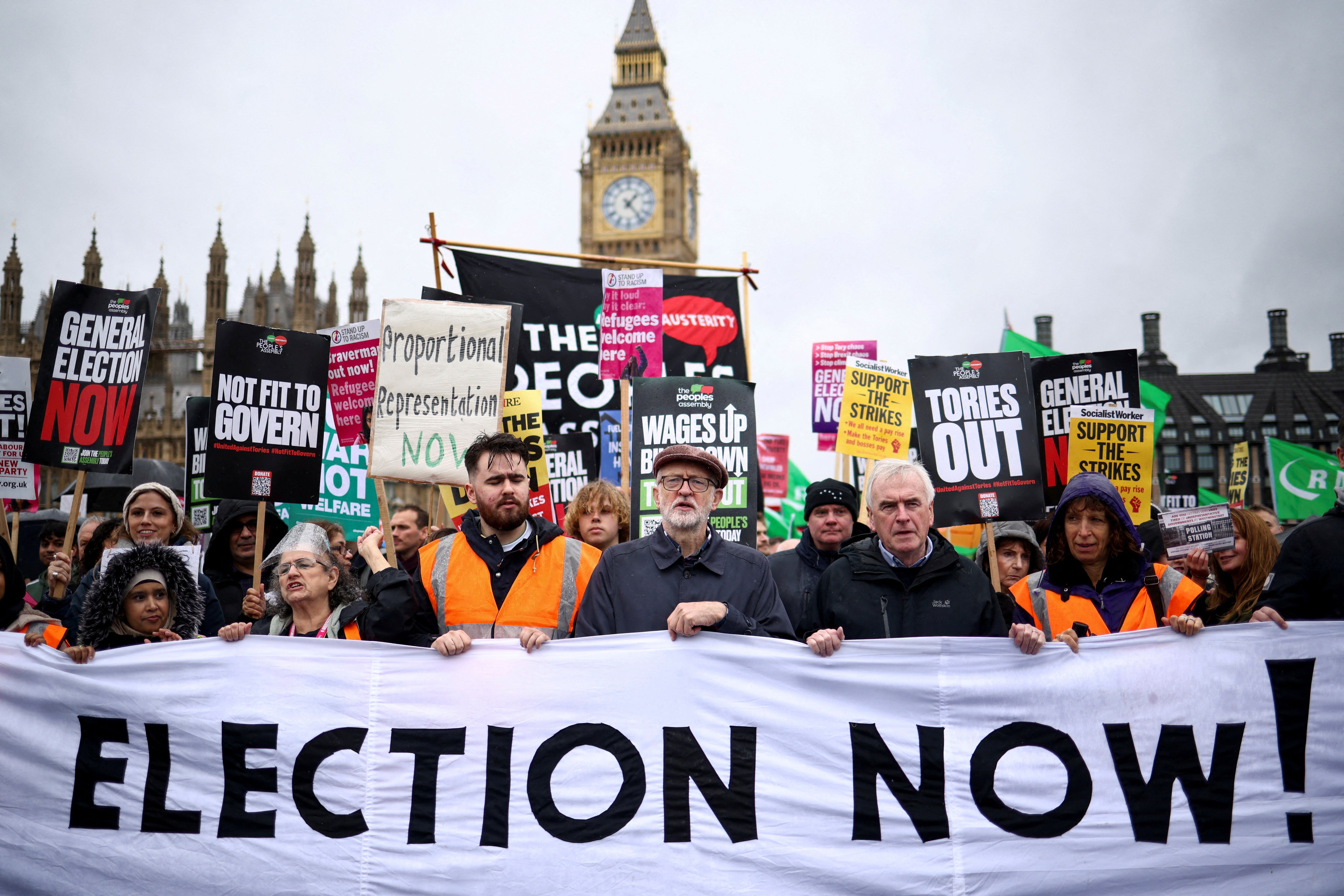 Jeremy Corbyn joined the demonstration near parliament