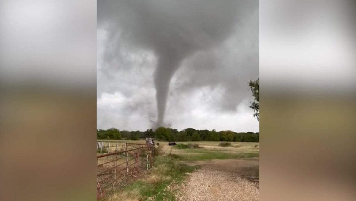 Tornado touches down in field as intense storms hit Texas
