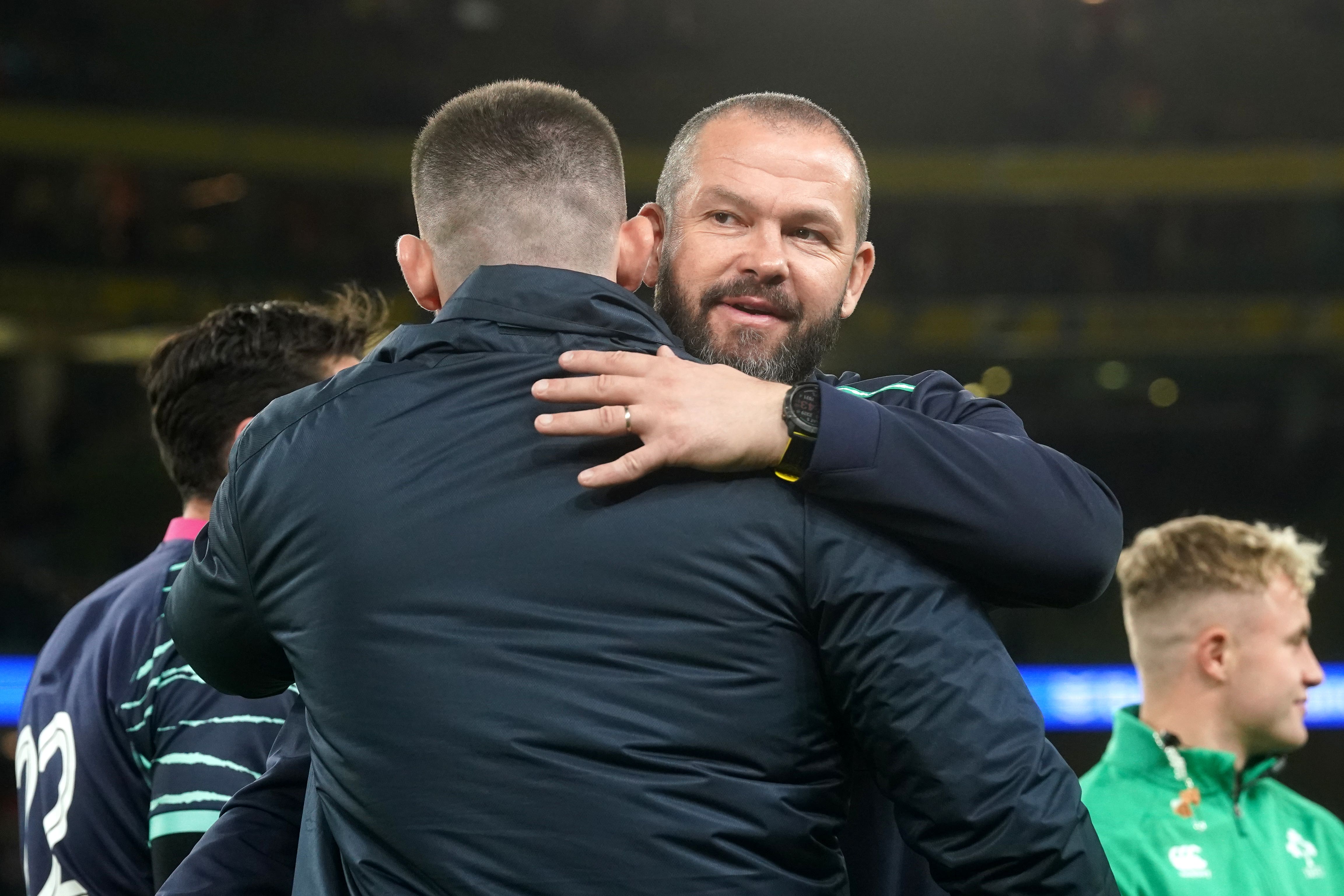 Andy Farrell (right) was delighted with Ireland’s character in beating South Africa (Brian Lawless/PA)