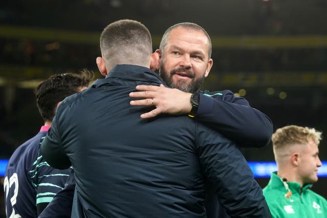 Andy Farrell (right) was delighted with Ireland’s character in beating South Africa (Brian Lawless/PA)